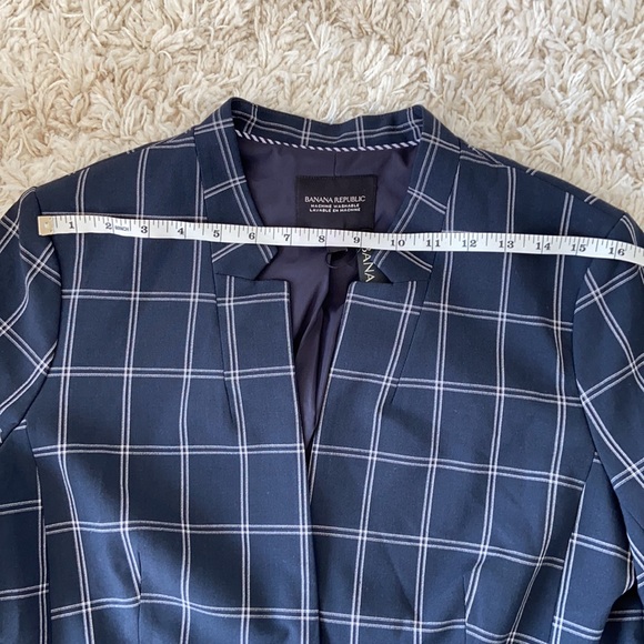 Banana Republic Navy Blue Bell Sleeve Plaid Blazer - Picture 5 of 13